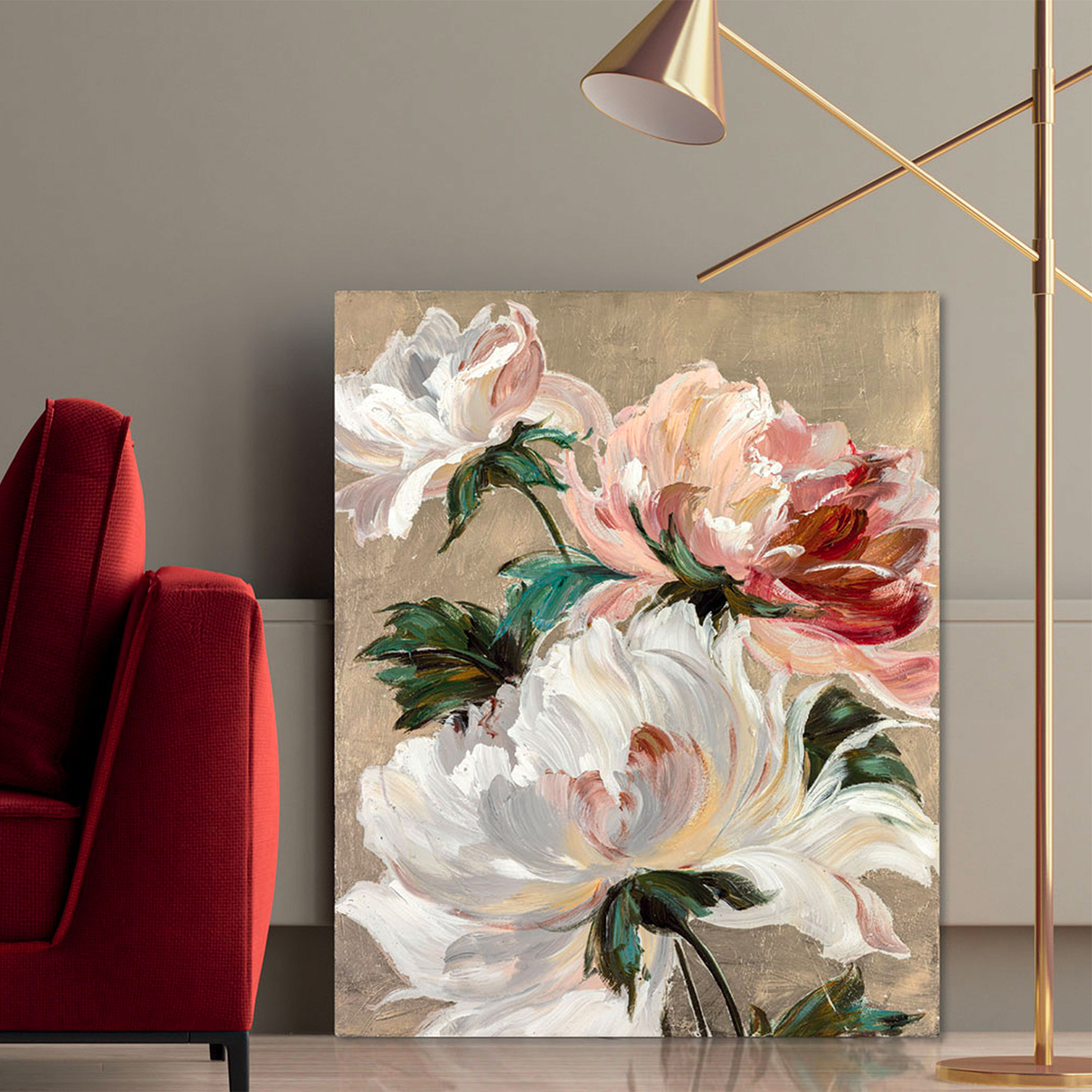 Quadro dorato Elegant roses 2